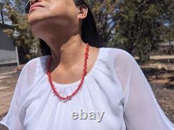 Vintage Navajo Necklace Red Branch Coral 22 in Native American Jewelry