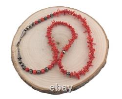 Vintage Navajo Necklace Red Branch Coral 22 in Native American Jewelry