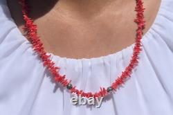 Vintage Navajo Necklace Red Branch Coral 22 in Native American Jewelry