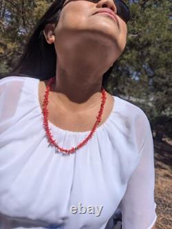 Vintage Navajo Necklace Red Branch Coral 22 in Native American Jewelry