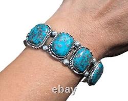 Vintage Navajo Nevada Turquoise Cuff Bracelet Native NA Sterling Jewelry sz 7