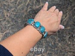 Vintage Navajo Nevada Turquoise Cuff Bracelet Native NA Sterling Jewelry sz 7