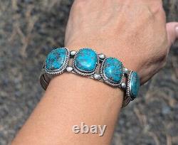 Vintage Navajo Nevada Turquoise Cuff Bracelet Native NA Sterling Jewelry sz 7