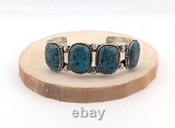 Vintage Navajo Nevada Turquoise Cuff Bracelet Native NA Sterling Jewelry sz 7