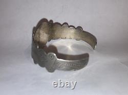 Vintage Navajo Old Pawn Sterling Silver Turquoise Cuff Bracelet