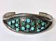 Vintage Navajo Old Pawn Style Sterling Silver Turquoise Cluster Cuff Bracelet