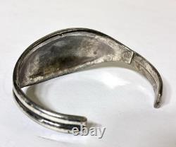 Vintage Navajo Old Pawn Style Sterling Silver Turquoise Cluster Cuff Bracelet