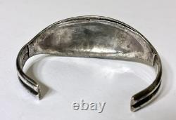 Vintage Navajo Old Pawn Style Sterling Silver Turquoise Cluster Cuff Bracelet