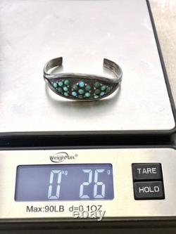 Vintage Navajo Old Pawn Style Sterling Silver Turquoise Cluster Cuff Bracelet