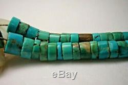 Vintage Navajo Old Pawn Turquoise Heishi Sterling Mop 2 Strand Jacla Necklace