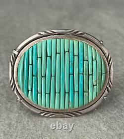 Vintage Navajo P SIERRA Turquoise COBBLESTONE Sterling Bracelet 121+g AS FOUND