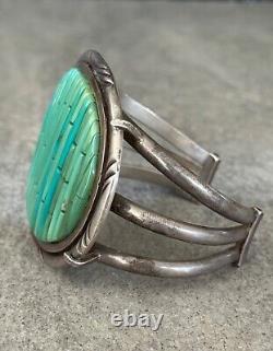Vintage Navajo P SIERRA Turquoise COBBLESTONE Sterling Bracelet 121+g AS FOUND