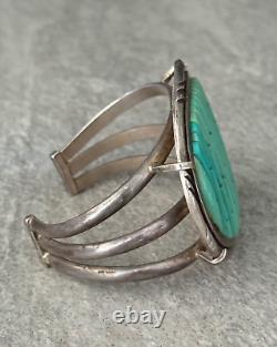 Vintage Navajo P SIERRA Turquoise COBBLESTONE Sterling Bracelet 121+g AS FOUND