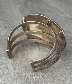 Vintage Navajo P SIERRA Turquoise COBBLESTONE Sterling Bracelet 121+g AS FOUND