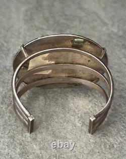 Vintage Navajo P SIERRA Turquoise COBBLESTONE Sterling Bracelet 121+g AS FOUND