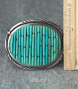 Vintage Navajo P SIERRA Turquoise COBBLESTONE Sterling Bracelet 121+g AS FOUND