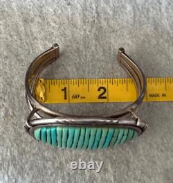 Vintage Navajo P SIERRA Turquoise COBBLESTONE Sterling Bracelet 121+g AS FOUND