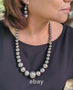 Vintage Navajo Pearls Necklace Earrings Set Native American Jewelry