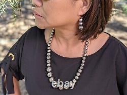 Vintage Navajo Pearls Necklace Earrings Set Native American Jewelry