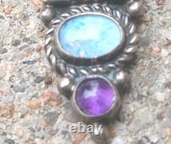 Vintage Navajo Pendant by R. J. Apacheto Turquoise, Amethyst & Larimar Jewelry