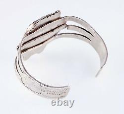 Vintage Navajo Petrified Wood Sterling Silver Cuff Bracelet