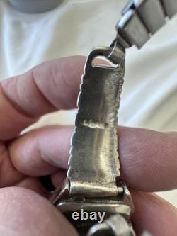 Vintage Navajo Quartz Watch Turquoise Lapis Inlay Sterling Silver 28.6g