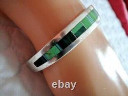 Vintage Navajo Ray Tracey Knifewing Sterling Multi Gemstone Inlay Cuff Bracelet