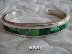 Vintage Navajo Ray Tracey Knifewing Sterling Multi Gemstone Inlay Cuff Bracelet