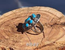 Vintage Navajo Ring Native American Jewelry Sterling Silver Turquoise Sz 7