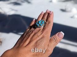 Vintage Navajo Ring Native American Jewelry Sterling Silver Turquoise Sz 7