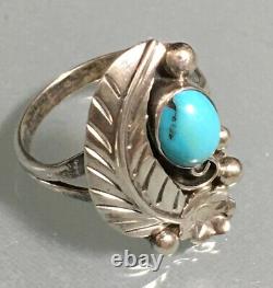 Vintage Navajo Ring Turquoise Sterling Silver Native Ethnic Tribal Jewelry S 7.5