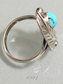 Vintage Navajo Ring Turquoise Sterling Silver Native Ethnic Tribal Jewelry S 7.5