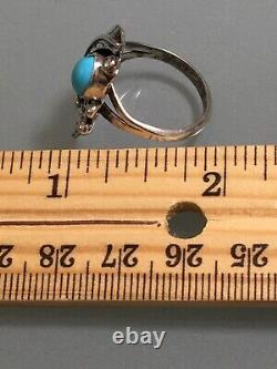 Vintage Navajo Ring Turquoise Sterling Silver Native Ethnic Tribal Jewelry S 7.5