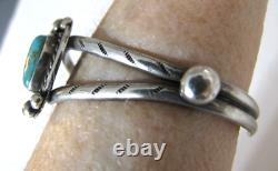 Vintage Navajo Royston Turquoise Sterling Silver Cuff Bracelet Stamped Bead