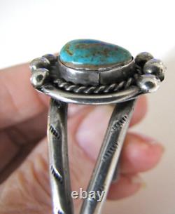 Vintage Navajo Royston Turquoise Sterling Silver Cuff Bracelet Stamped Bead