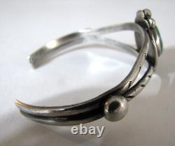 Vintage Navajo Royston Turquoise Sterling Silver Cuff Bracelet Stamped Bead