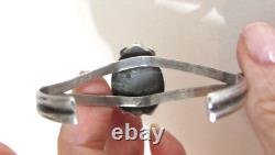 Vintage Navajo Royston Turquoise Sterling Silver Cuff Bracelet Stamped Bead