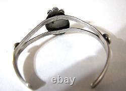 Vintage Navajo Royston Turquoise Sterling Silver Cuff Bracelet Stamped Bead