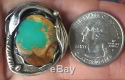 Vintage Navajo Royston Turquoise Stone Sterling Silver Ring Sz 8.5