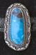 Vintage Navajo SINGLE-STONE BISBEE BLUE Turquoise Sterling Silver Ring