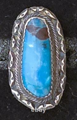 Vintage Navajo SINGLE-STONE BISBEE BLUE Turquoise Sterling Silver Ring