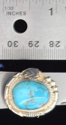 Vintage Navajo SINGLE-STONE BISBEE BLUE Turquoise Sterling Silver Ring