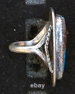 Vintage Navajo SINGLE-STONE BISBEE BLUE Turquoise Sterling Silver Ring