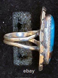 Vintage Navajo SINGLE-STONE BISBEE BLUE Turquoise Sterling Silver Ring