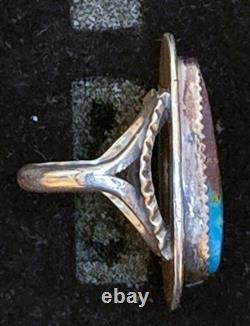 Vintage Navajo SINGLE-STONE BISBEE BLUE Turquoise Sterling Silver Ring