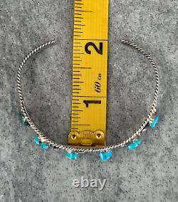 Vintage Navajo SLEEPING BEAUTY Turquoise BLOSSOM Sterling Silver Bracelet SIGNED