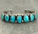 Vintage Navajo SLEEPING BEAUTY Turquoise ROW Sterling Silver Bracelet 6.75 in