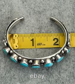 Vintage Navajo SLEEPING BEAUTY Turquoise ROW Sterling Silver Bracelet 6.75 in