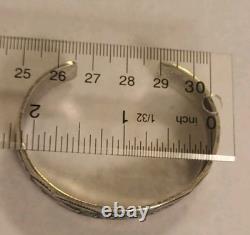 Vintage Navajo SS Turquoise & Coral Chip Inlay Cuff Bracelet, Stamped