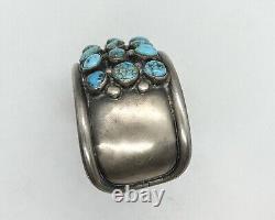 Vintage Navajo Signed CR Bracelet Cuff Sterling Silver 925 Turquoise 89.1g